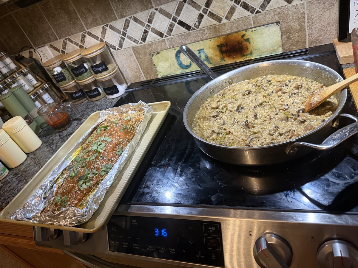 Grilled Salmon and Risotto